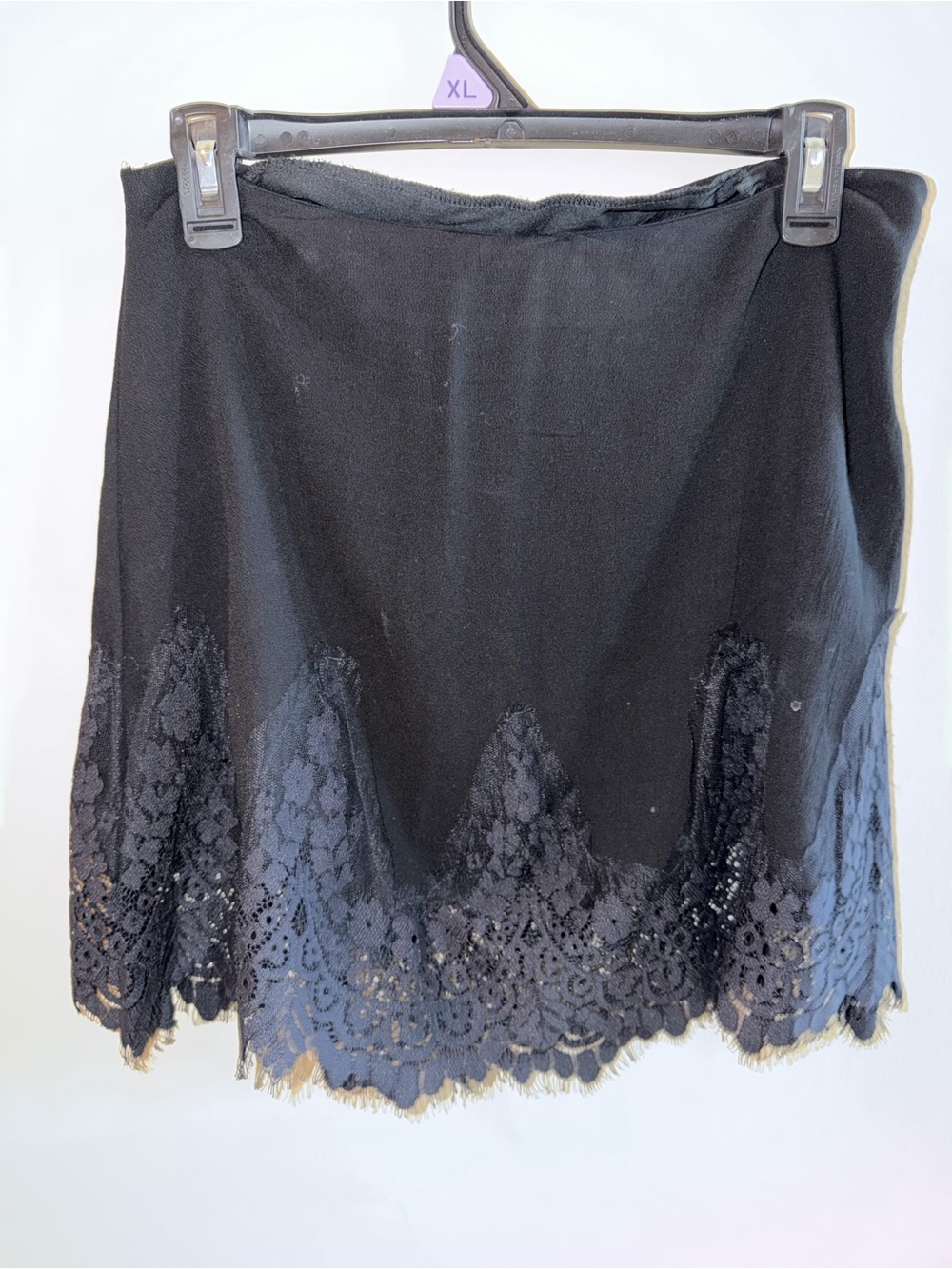 Women's Black Mini Skirt with Lace Hem